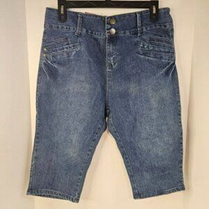 D&R Blue Denim Butt Lifting Women Bermuda Shorts Size 21/22 Faux Pockets